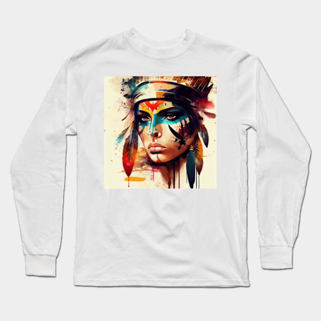 Powerful Egyptian Warrior Woman #5 Long Sleeve T-Shirt by Chromatic Fusion Studio